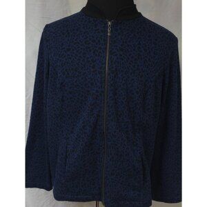 Chicos Womens Sz 2 Leopard Print Full Zip Lightweight Long Sleeve Stretch Jacket